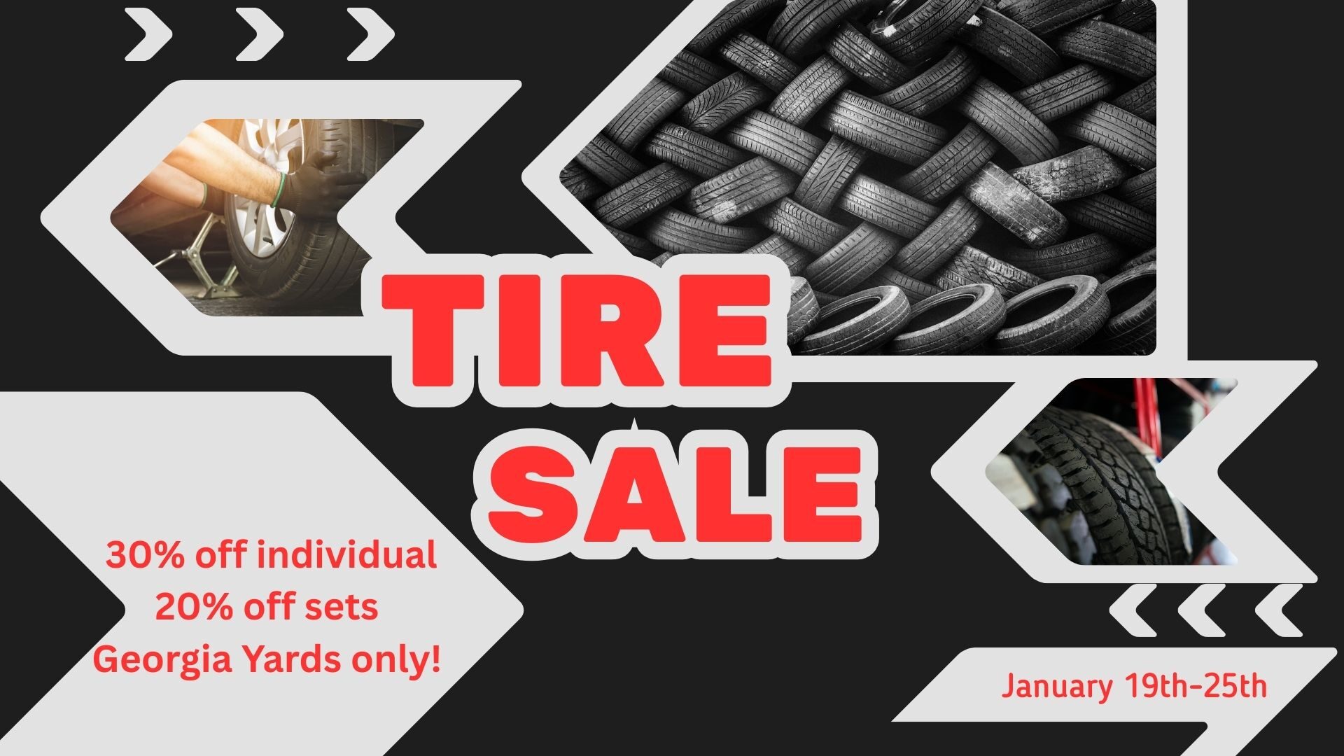 Grey And Black Modern Tire Service Flyer (Presentation)